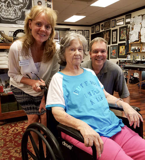 hospice patient at tattoo shop