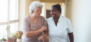 client walking with caregiver